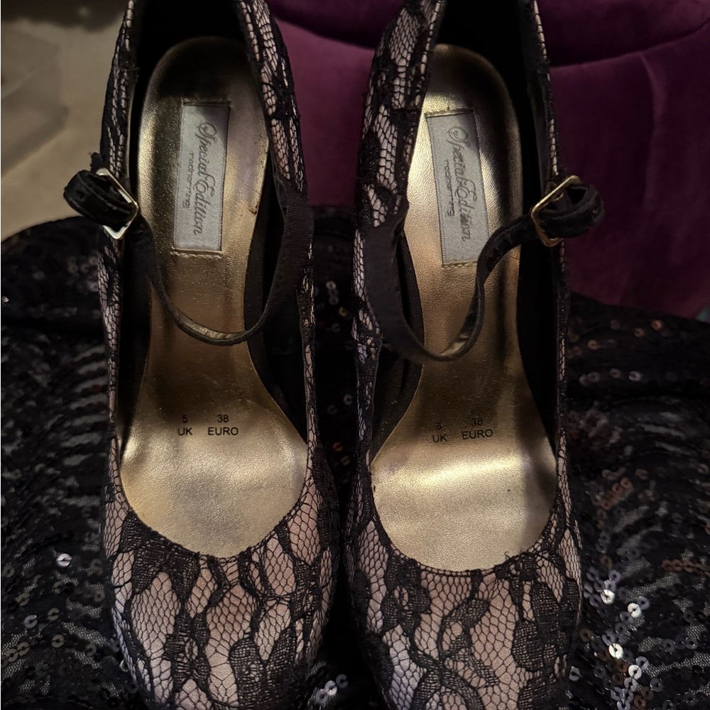 Black Lace Mary Jane Heels